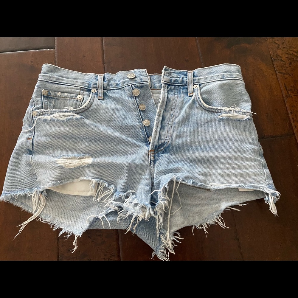 Agolde high rise light wash shorts
